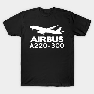 Airbus A220-300 Silhouette Print (White) T-Shirt